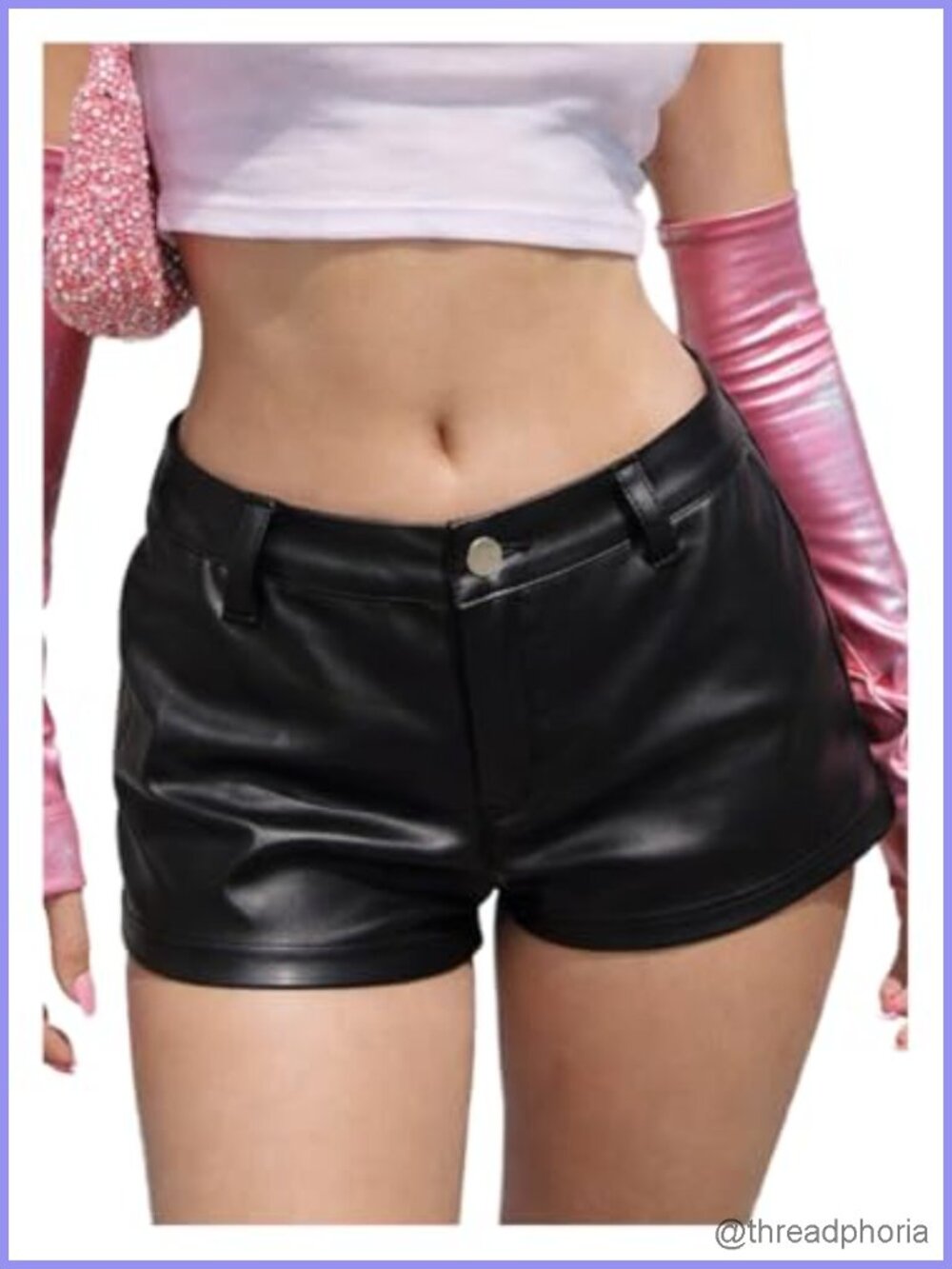 Faux Leather Micro Shorts Low Rise Mini Rave Festival Club Y2K